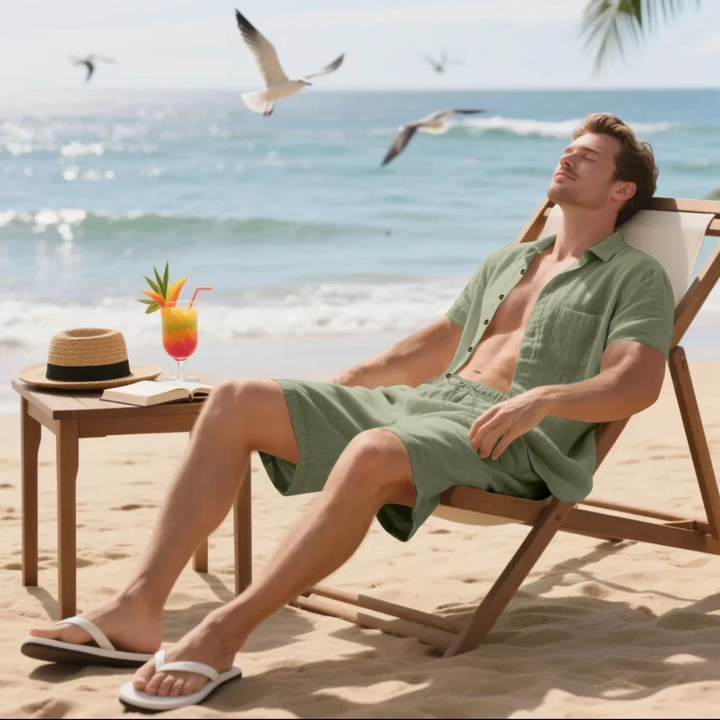 The Wexley Men’s Summer Retro Beach Set – Shirt &amp; Shorts