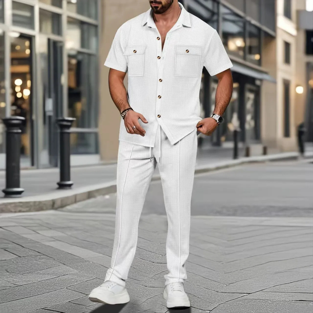 The Edgemont Men’s Casual Button Up Shirt &amp; Pants Set