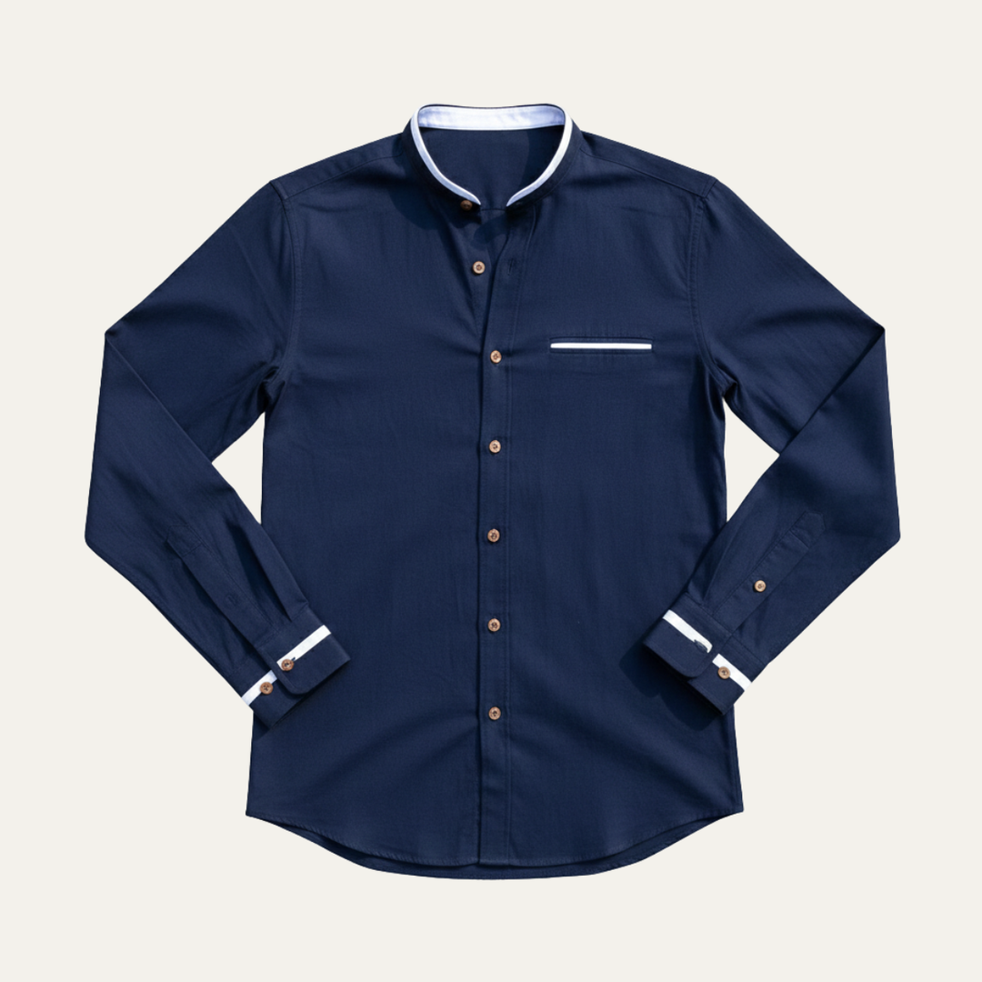 The Silverhaven Ridge Men’s Standing Collar Business Button Up Shirt