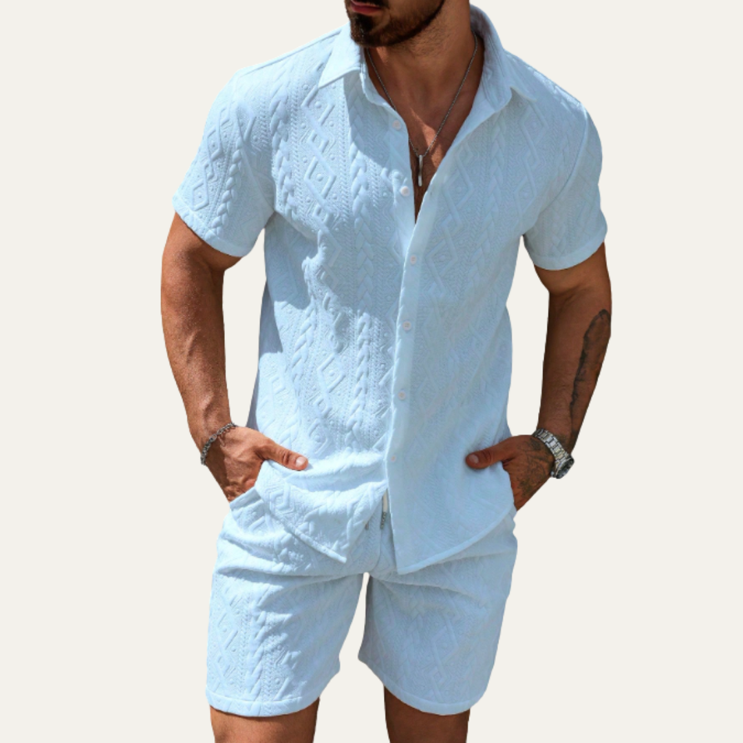 The Willowgate Ridge Men’s Knitted Summer Co Ord Set Shirt &amp; Shorts