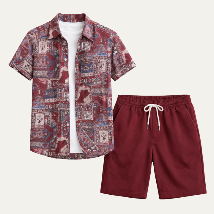 The Brooklawn Men’s Vintage Print Set – Shirt &amp; Short