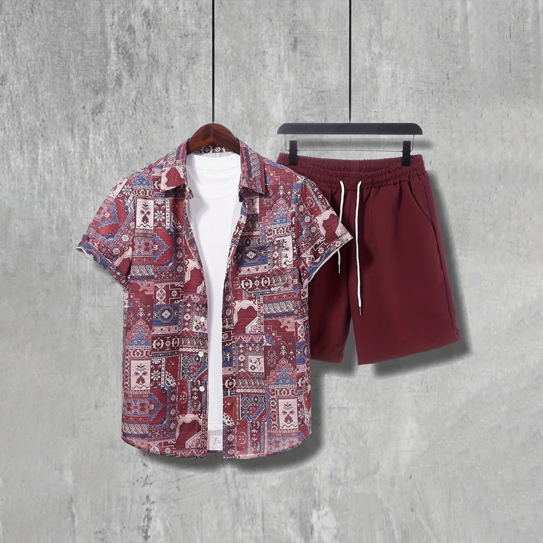 The Brooklawn Men’s Vintage Print Set – Shirt &amp; Short