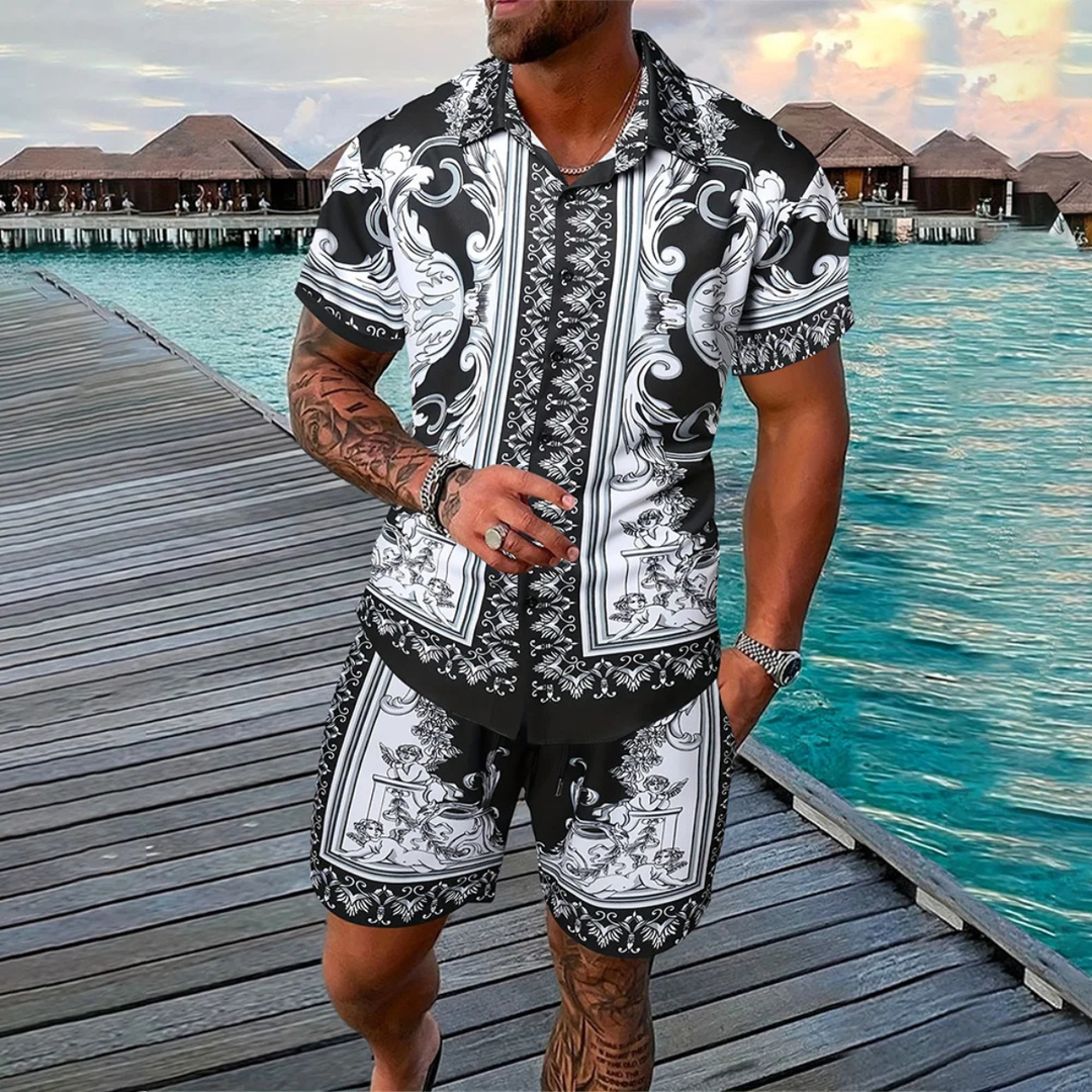 The Brooklawn Men’s Vintage Print Set – Shirt &amp; Short
