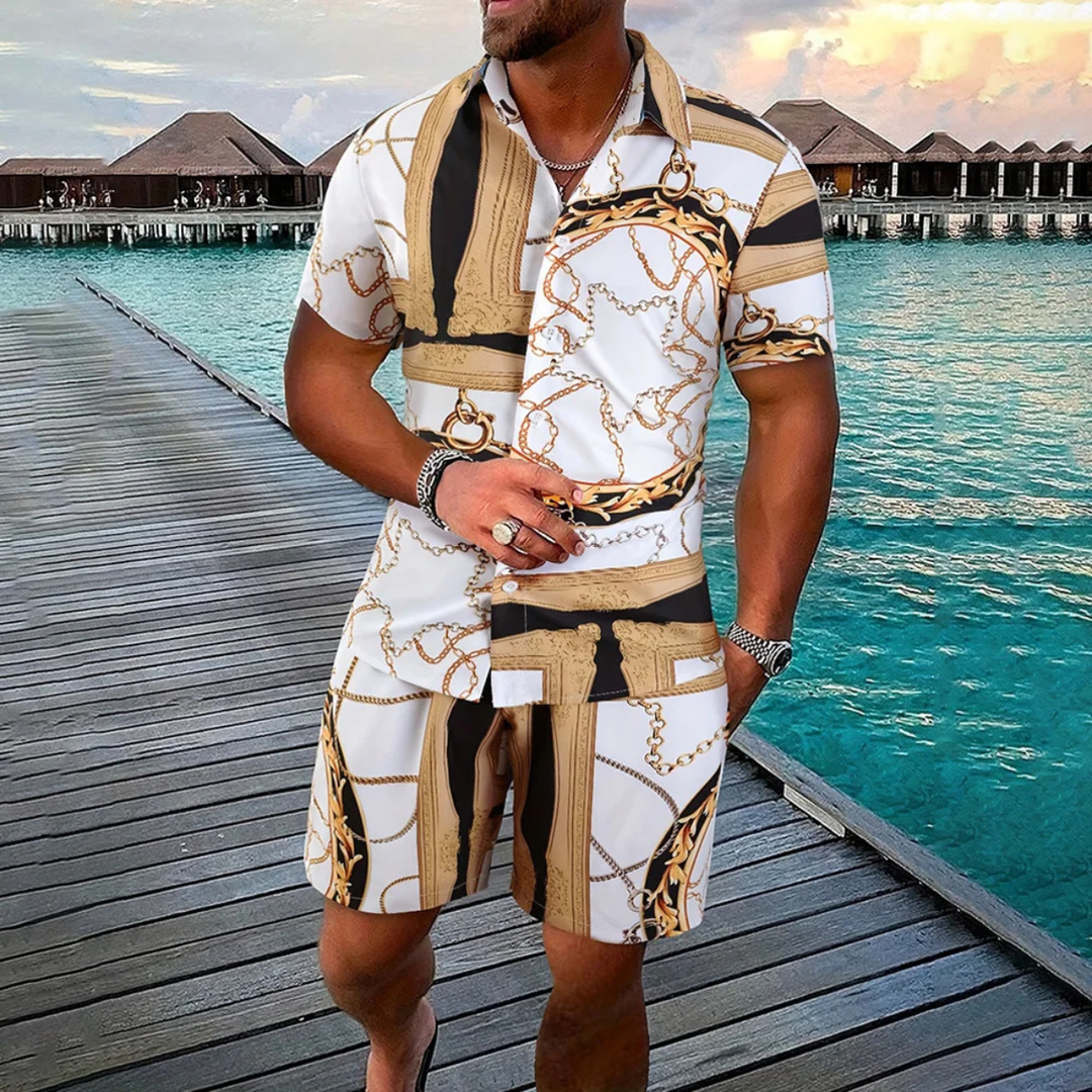 The Brooklawn Men’s Vintage Print Set – Shirt &amp; Short