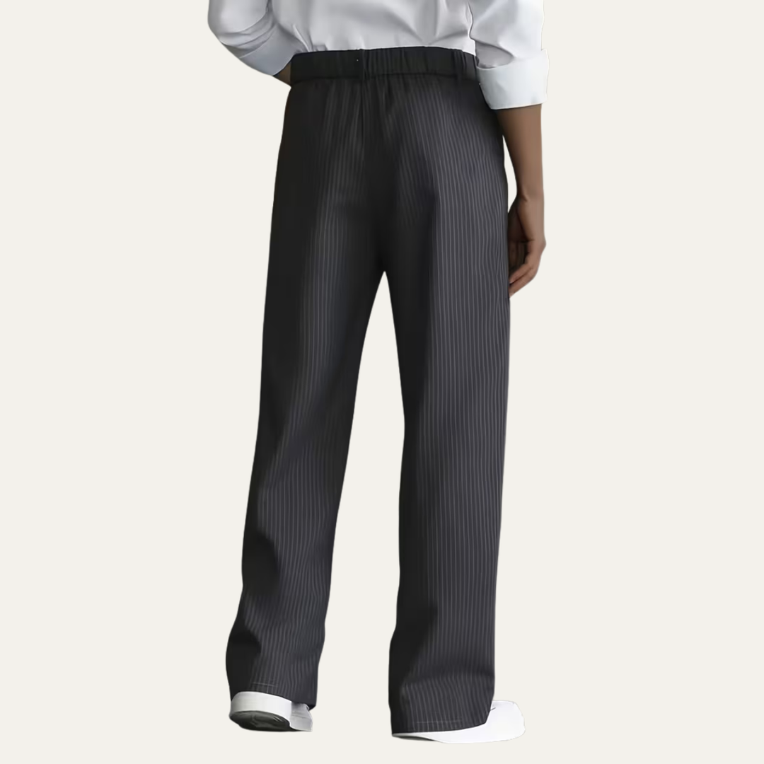 The Glenelg Men’s Wide Leg Tailored Pinstripe Dress Pants with Adjustable Waist
