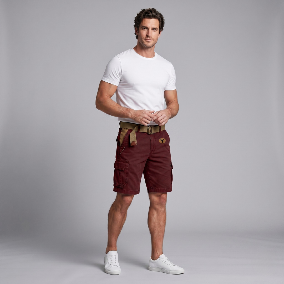 The Harrington Men’s Multi Pocket Tactical Cargo Shorts with Belt