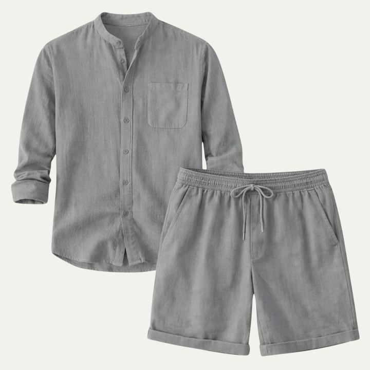 The Glenbrook Park Men’s Cotton Linen Set – Shirt &amp; Shorts
