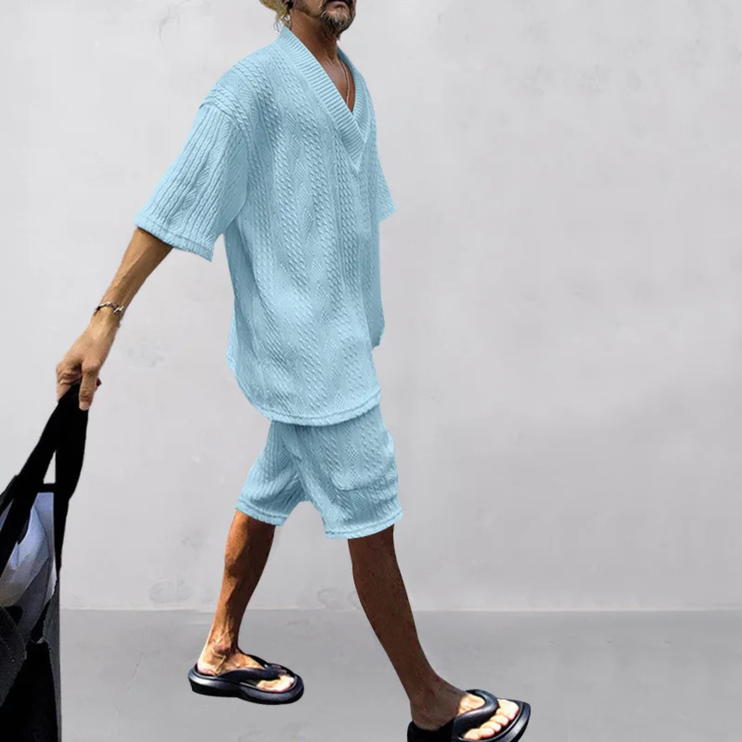 The Redwood Park Men’s Light Summer Knitted Set – Polo Shirt &amp; Short