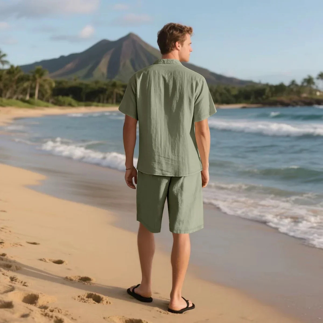 The Wexley Men’s Summer Retro Beach Set – Shirt &amp; Shorts