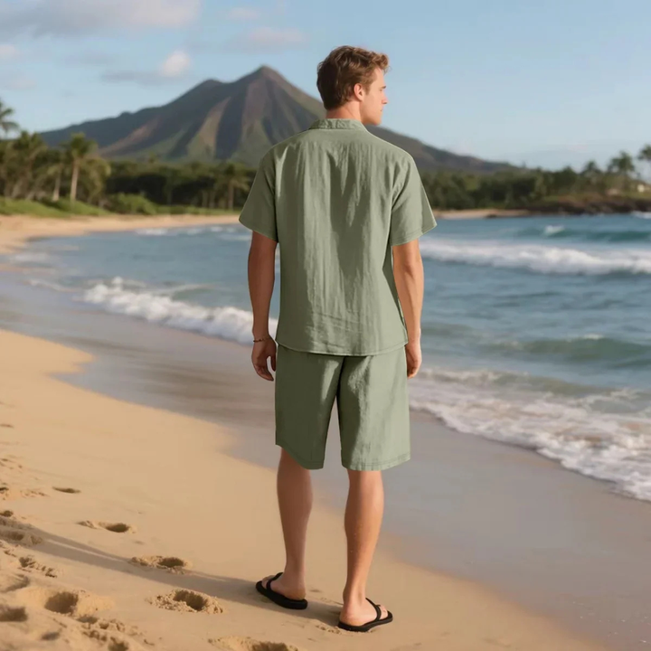 The Wexley Men’s Summer Retro Beach Set – Shirt &amp; Shorts