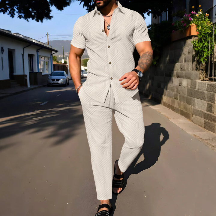 The Rosemont Men’s Shirt &amp; Long Pants Two Piece Casual Set