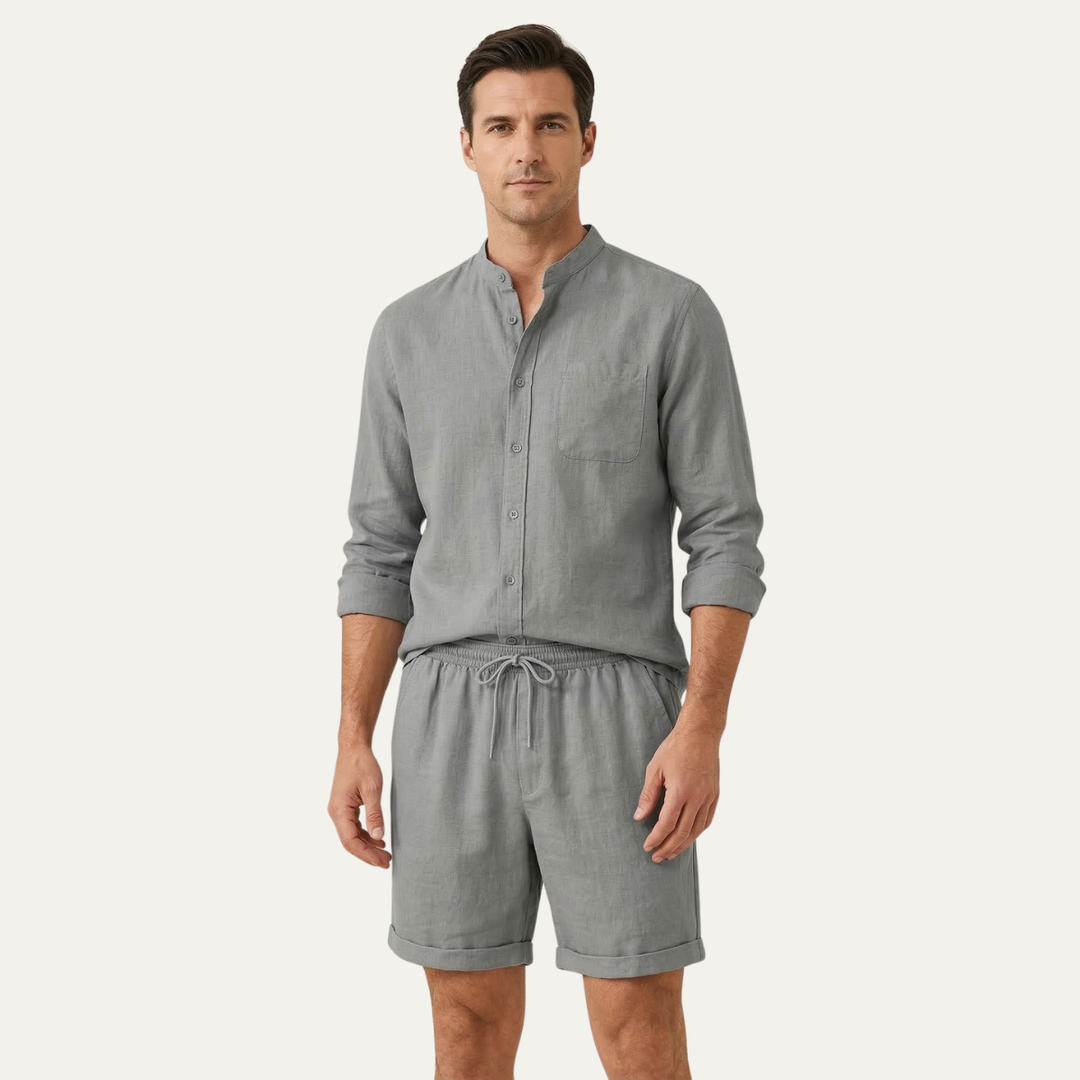 The Glenbrook Park Men’s Cotton Linen Set – Shirt &amp; Shorts