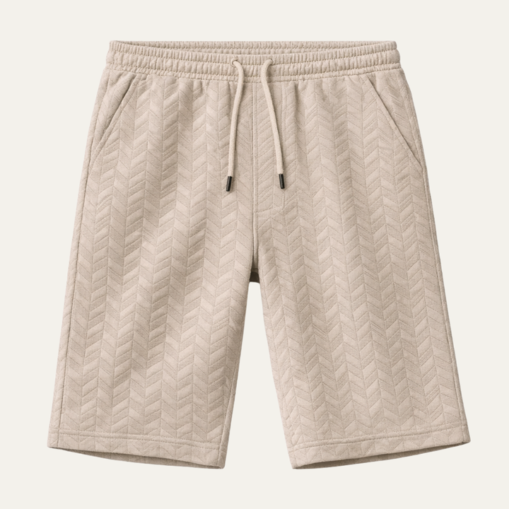 The Napoli Men’s Textured Casual Fit Elastic Waist Drawstring Shorts