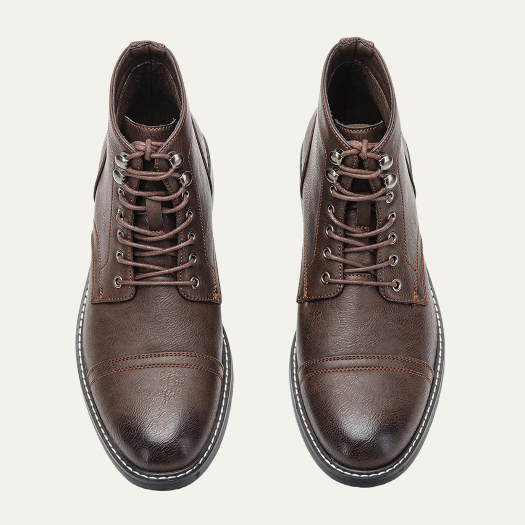 The Porto Cervo Men’s Durable  Faux Leather Lace Up Ankle Boots