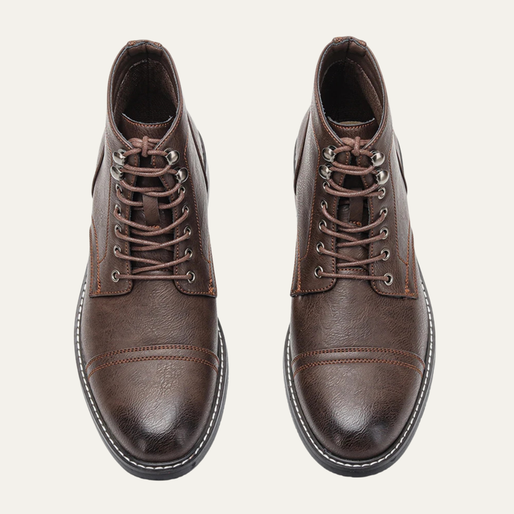 The Porto Cervo Men’s Durable  Faux Leather Lace Up Ankle Boots