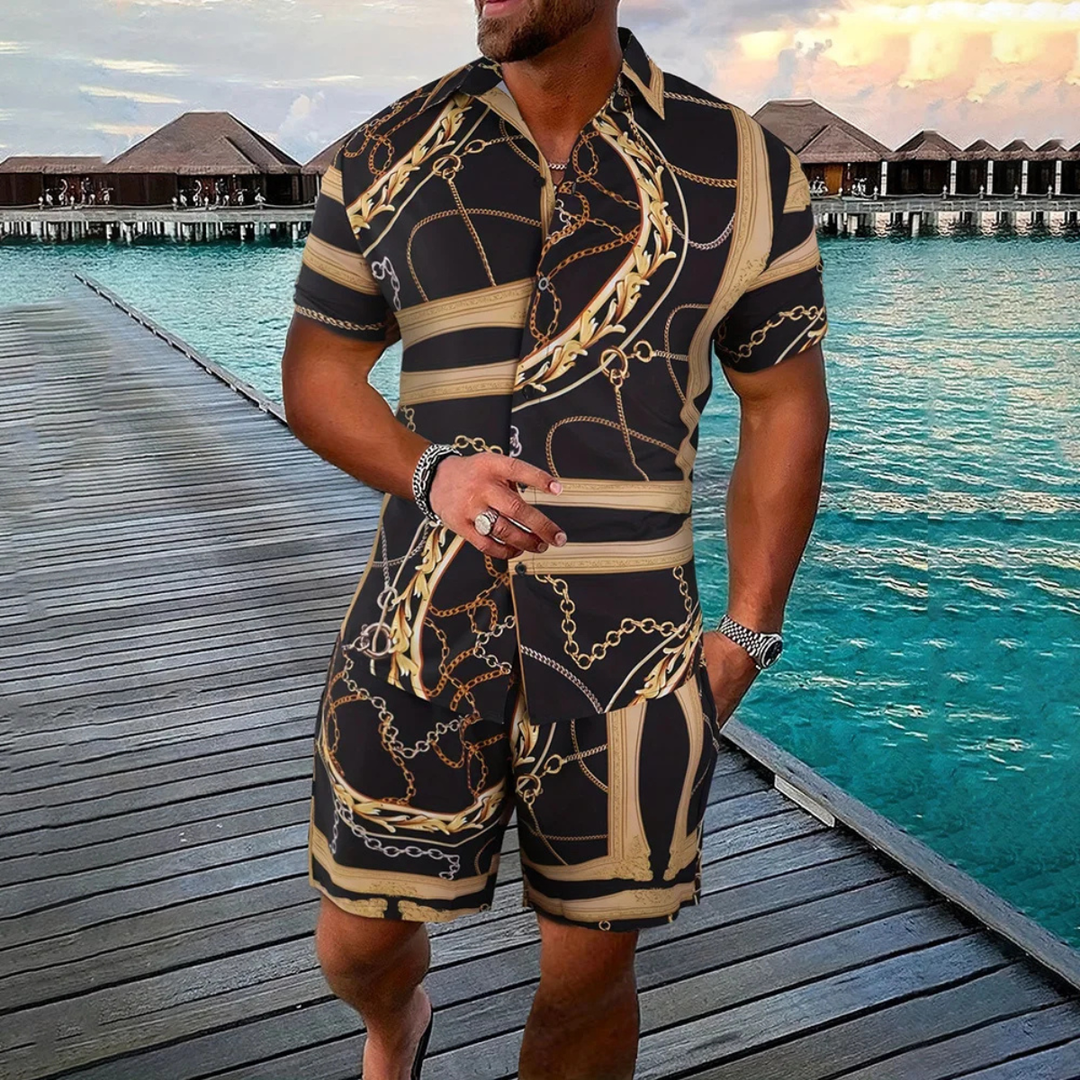 The Brooklawn Men’s Vintage Print Set – Shirt &amp; Short