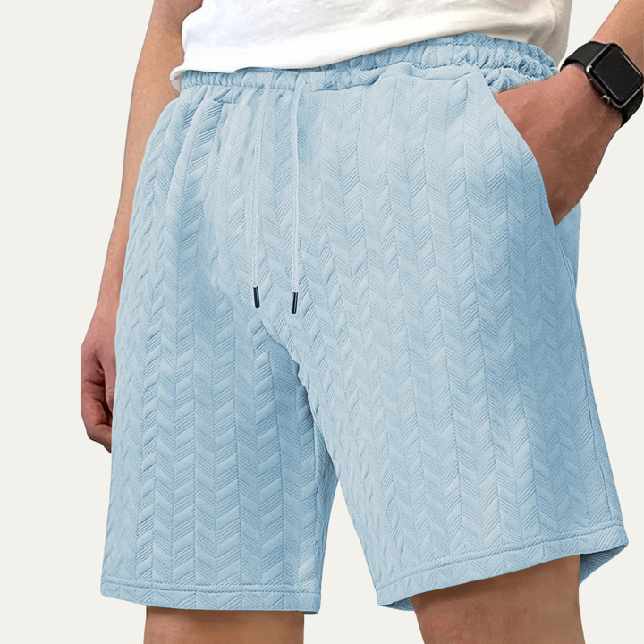 The Napoli Men’s Textured Casual Fit Elastic Waist Drawstring Shorts