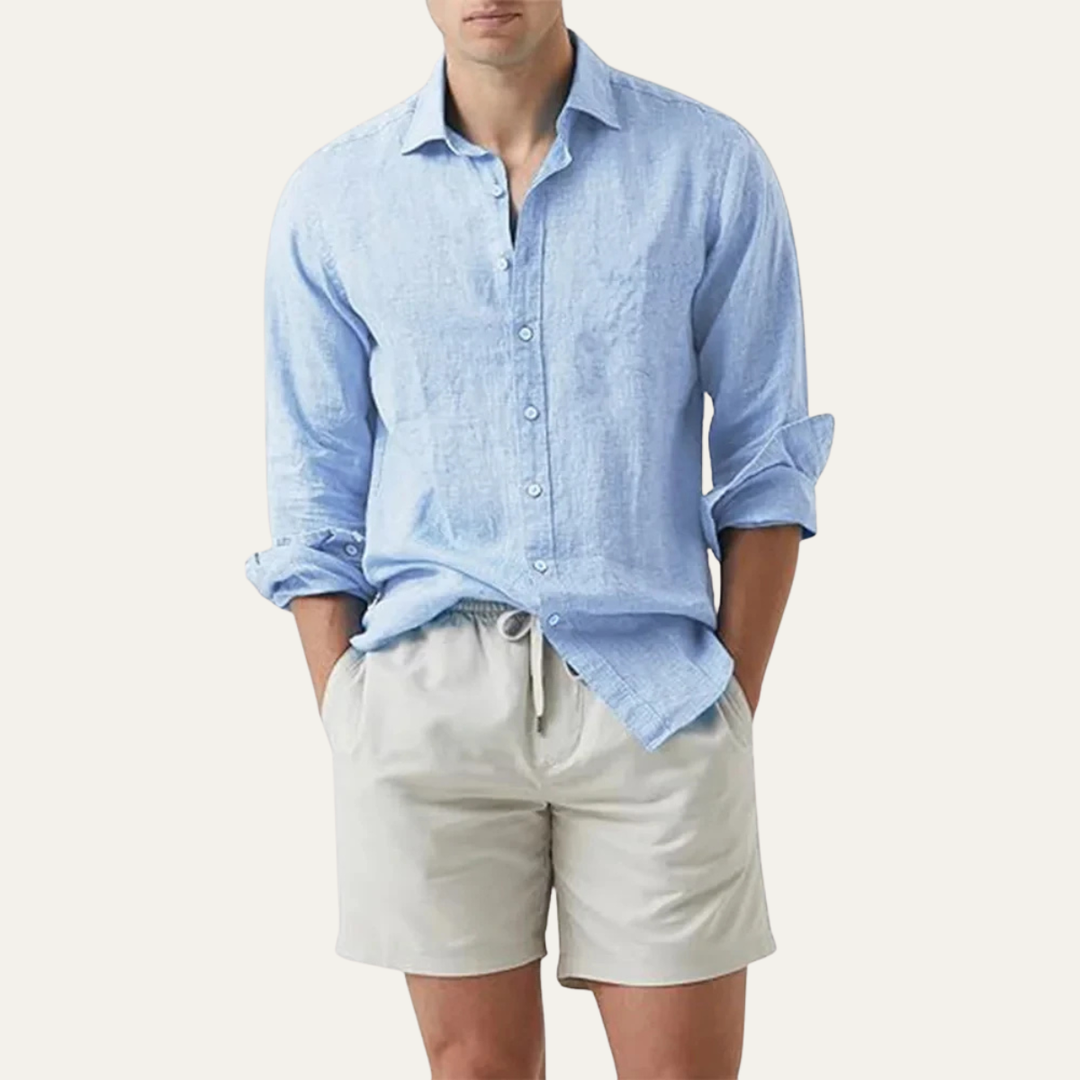 The Soriano Men’s Soft Lightweight Button Up Linen Shirt