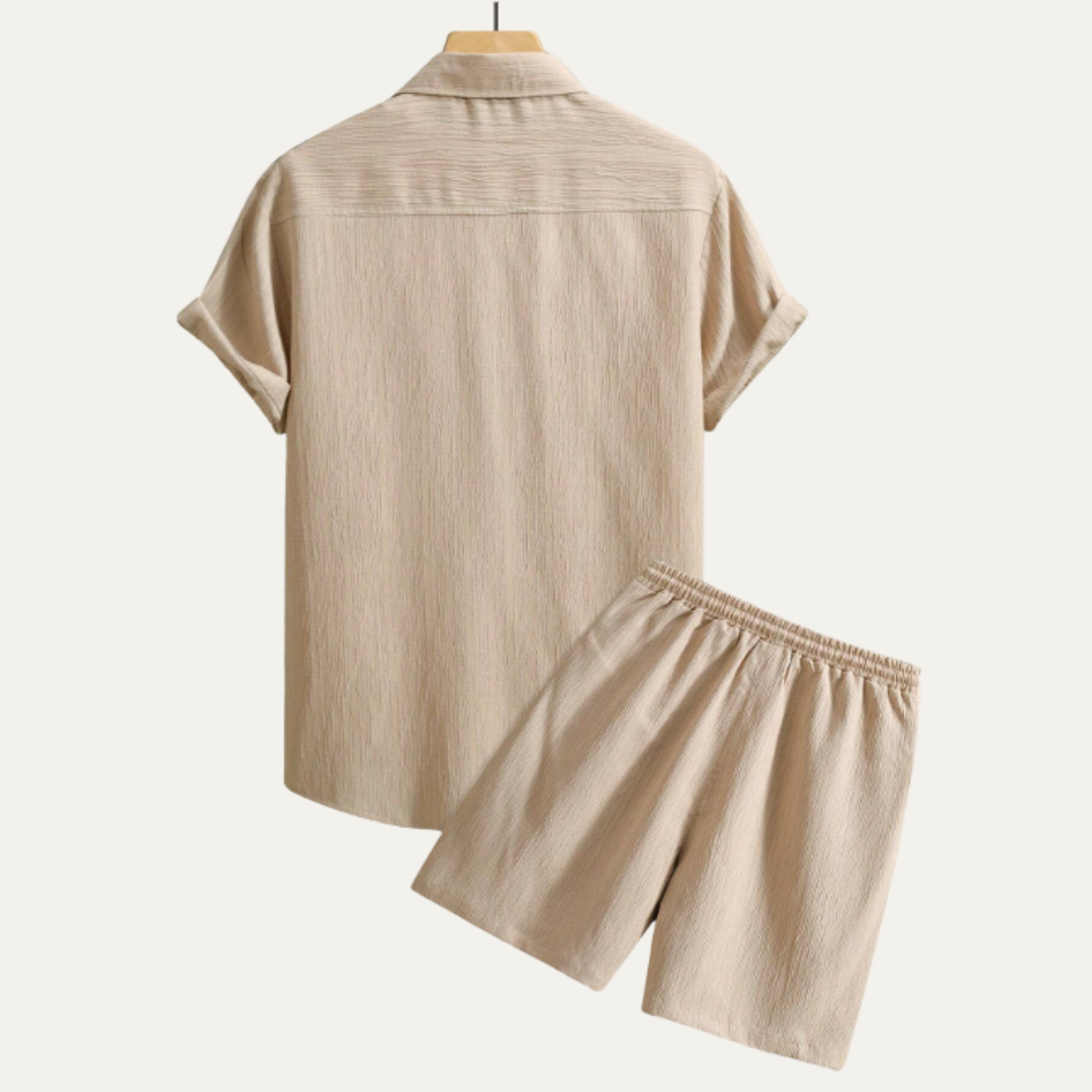 The Hillcrest Park Men’s Casual Co Ord Set – Button Up Shirt &amp; Drawstring Shorts