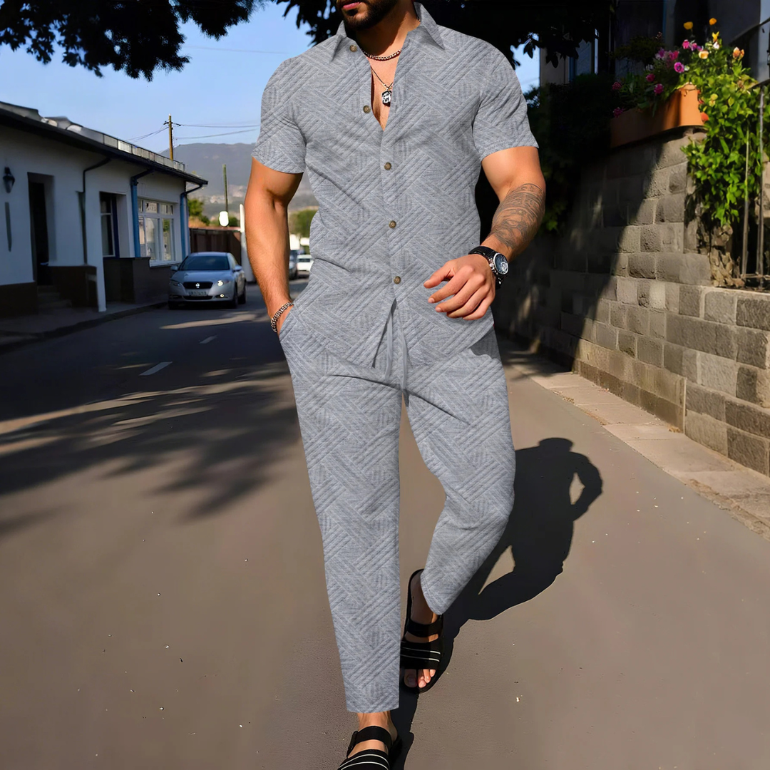 The Rosemont Men’s Shirt &amp; Long Pants Two Piece Casual Set