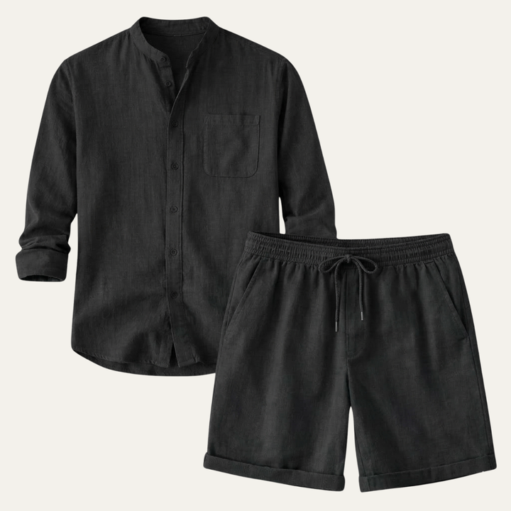 The Glenbrook Park Men’s Cotton Linen Set – Shirt &amp; Shorts