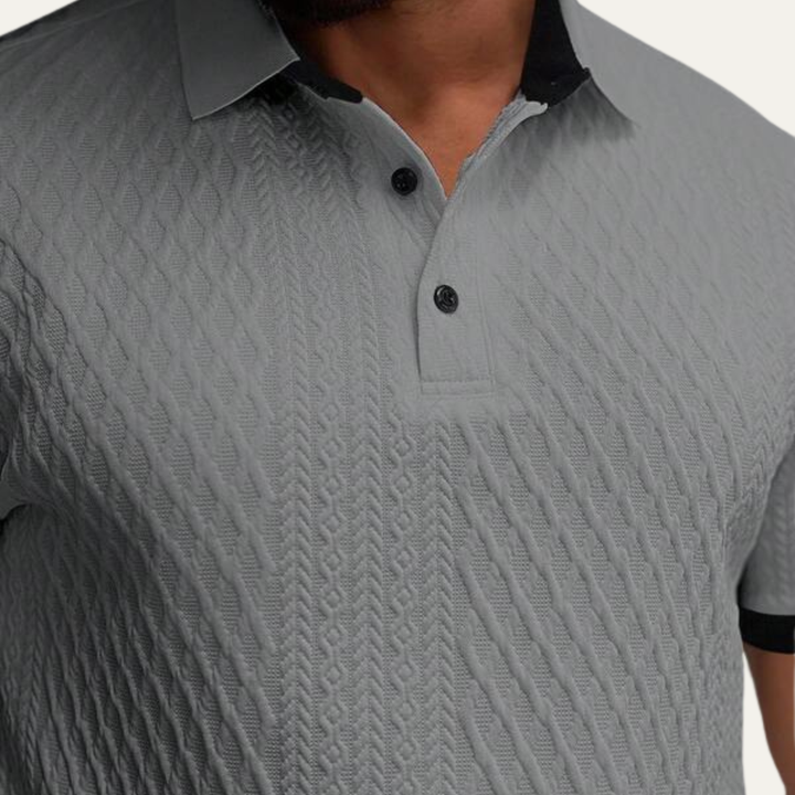 The Glenbrook Hill Men’s Casual Textured Polo Shirt with Contrast Collar