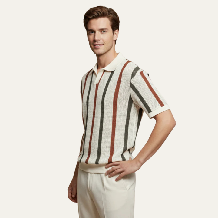 The Brianza Men’s Vintage Style Striped Knit Polo