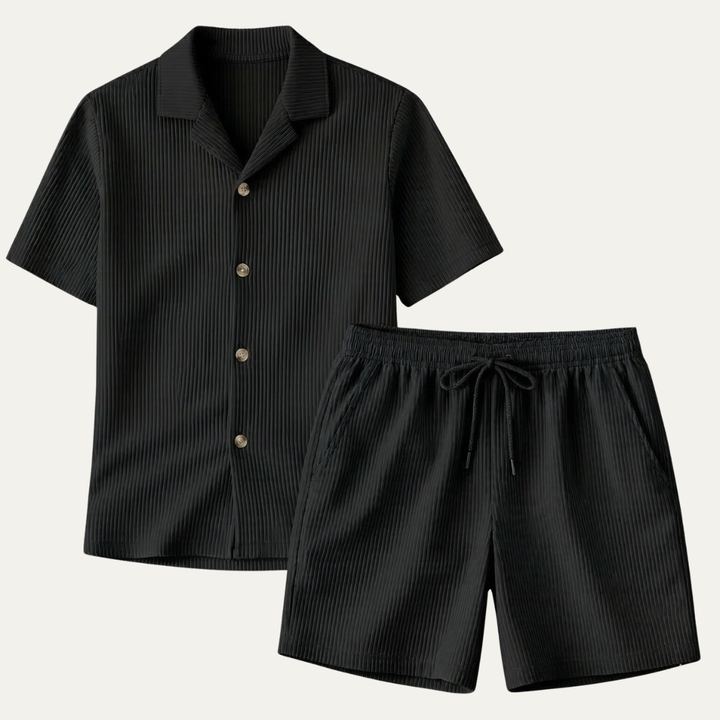 The Brookmill Men’s Ribbed Summer Set – Shirt &amp; Shorts