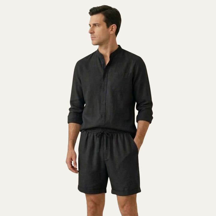 The Glenbrook Park Men’s Cotton Linen Set – Shirt &amp; Shorts
