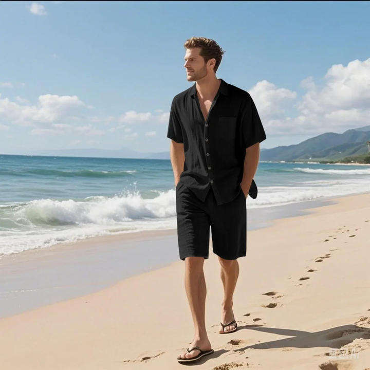The Wexley Men’s Summer Retro Beach Set – Shirt &amp; Shorts