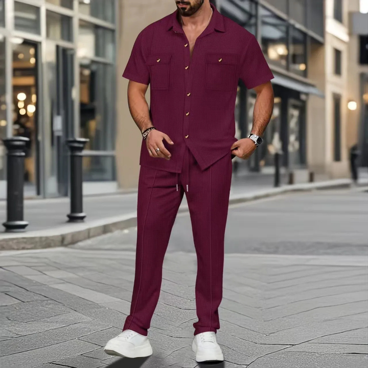 The Edgemont Men’s Casual Button Up Shirt &amp; Pants Set
