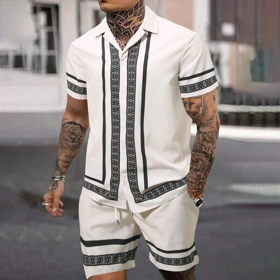 The Waterfall Park Men’s Trendy Print Set – Shirt &amp; Short