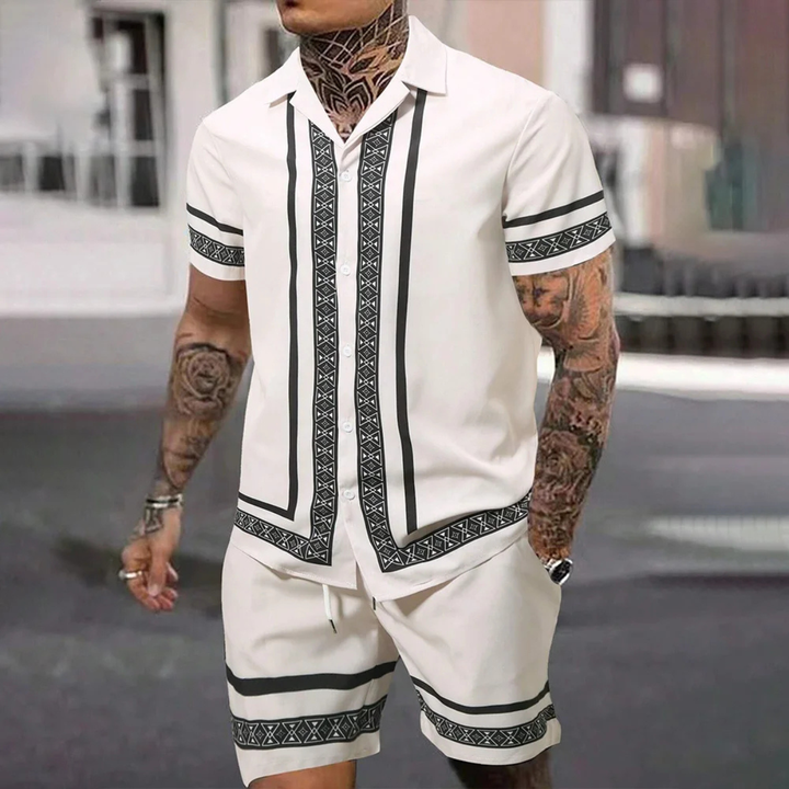 The Waterfall Park Men’s Trendy Print Set – Shirt &amp; Short