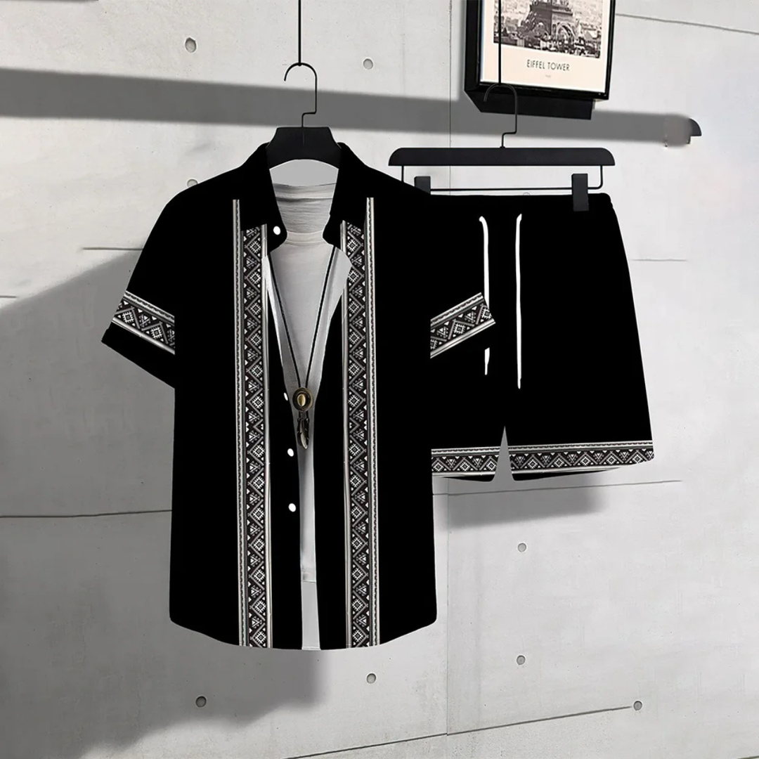 The Waterfall Park Men’s Trendy Print Set – Shirt &amp; Short