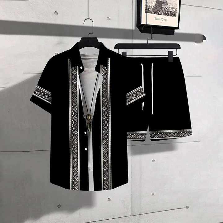 The Waterfall Park Men’s Trendy Print Set – Shirt &amp; Short