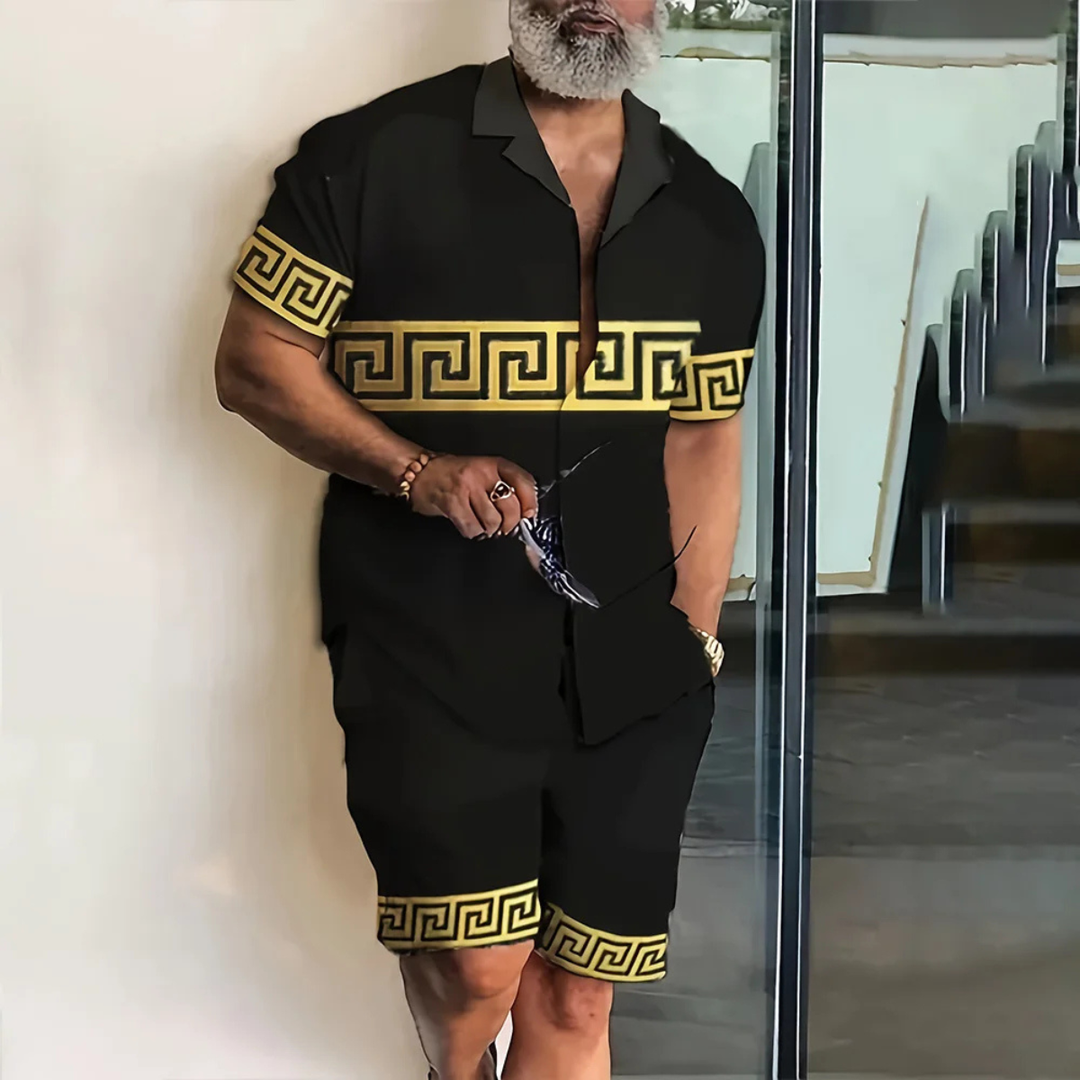 The Waterfall Park Men’s Trendy Print Set – Shirt &amp; Short