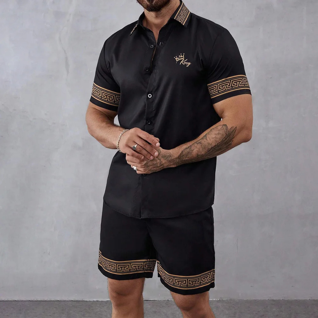 The Waterfall Park Men’s Trendy Print Set – Shirt &amp; Short