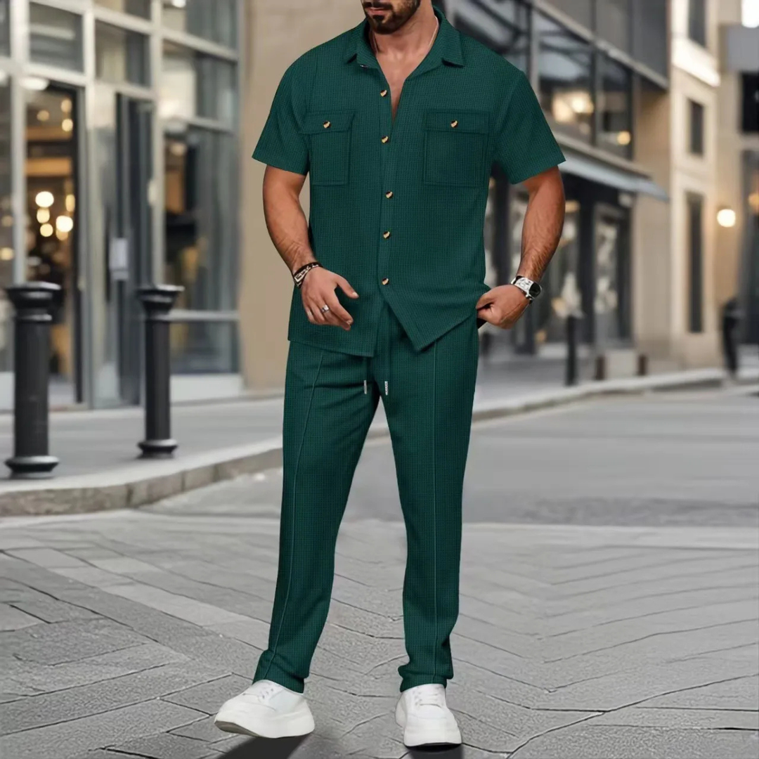 The Edgemont Men’s Casual Button Up Shirt &amp; Pants Set