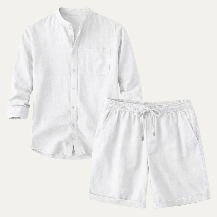 The Glenbrook Park Men’s Cotton Linen Set – Shirt &amp; Shorts