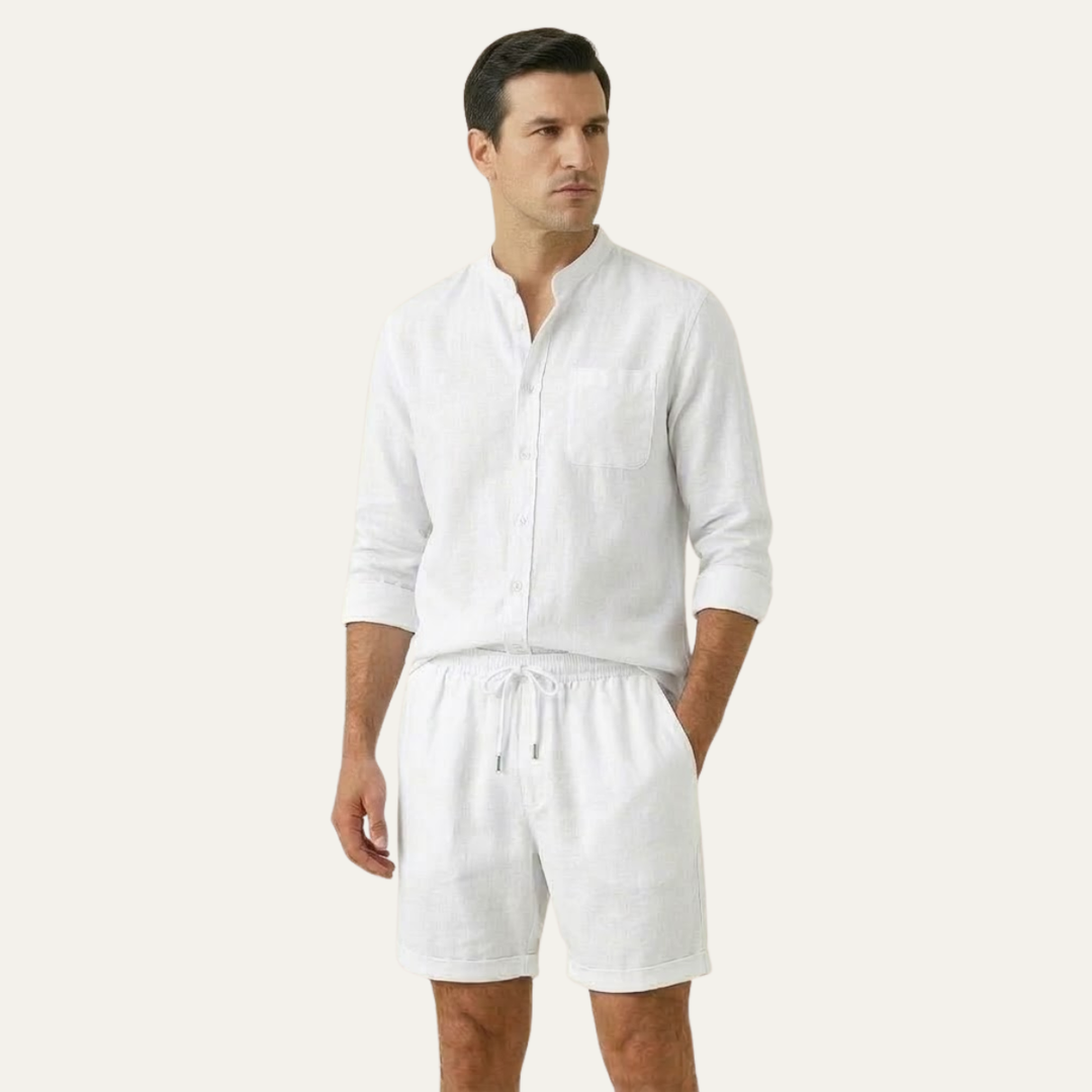 The Glenbrook Park Men’s Cotton Linen Set – Shirt &amp; Shorts