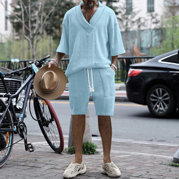 The Redwood Park Men’s Light Summer Knitted Set – Polo Shirt &amp; Short