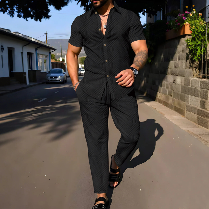 The Rosemont Men’s Shirt &amp; Long Pants Two Piece Casual Set