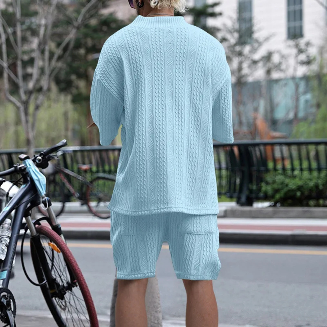 The Redwood Park Men’s Light Summer Knitted Set – Polo Shirt &amp; Short