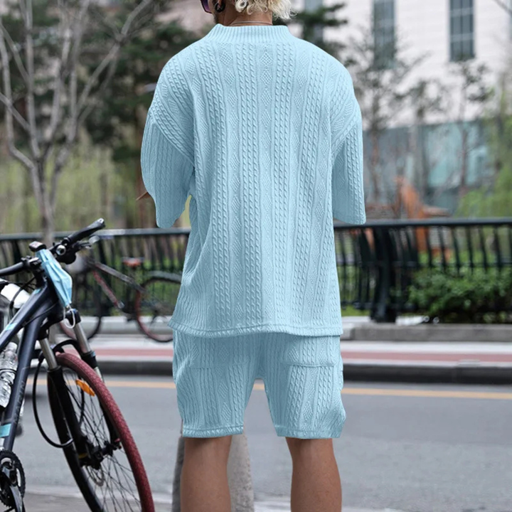 The Redwood Park Men’s Light Summer Knitted Set – Polo Shirt &amp; Short
