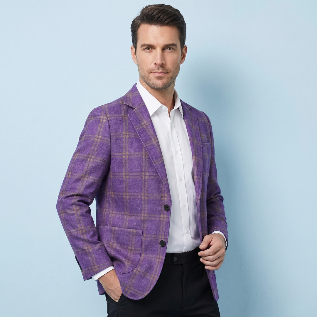 The Willoughby Men’s Classic Tailored Fit Suit Plaid Blazer