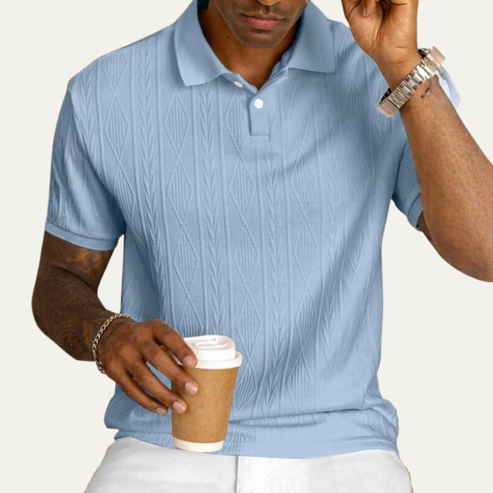 The Willowstone Ridge Men’s Textured Button Up Trendy Polo Shirt