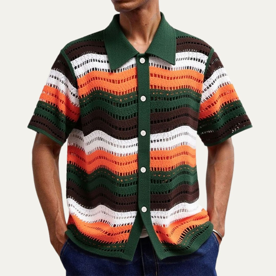 The Foligno Men’s Relaxed Fit Crochet Polo Shirt