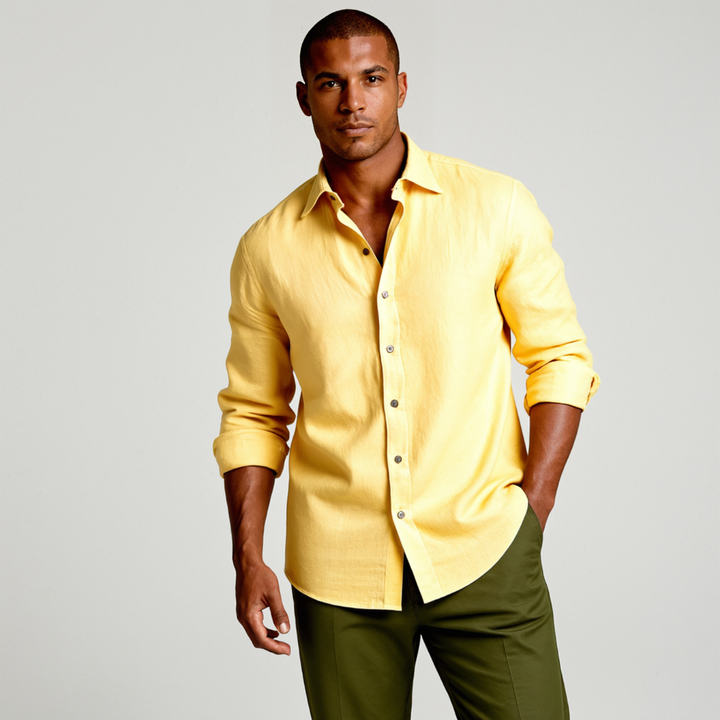 The St. Tropez Vintage Long Sleeve Linen Shirt for Men