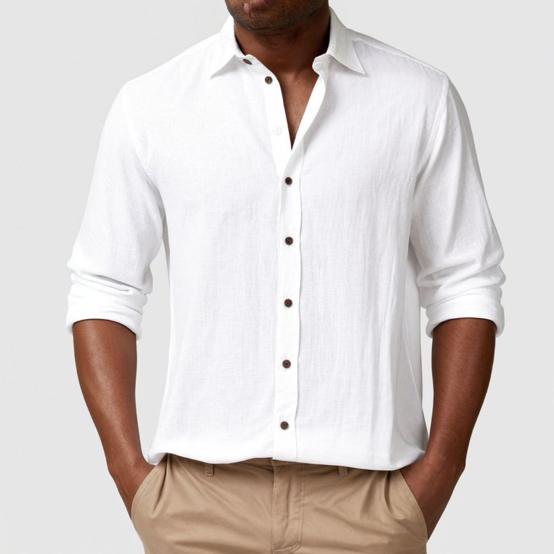 The St. Tropez Vintage Long Sleeve Linen Shirt for Men