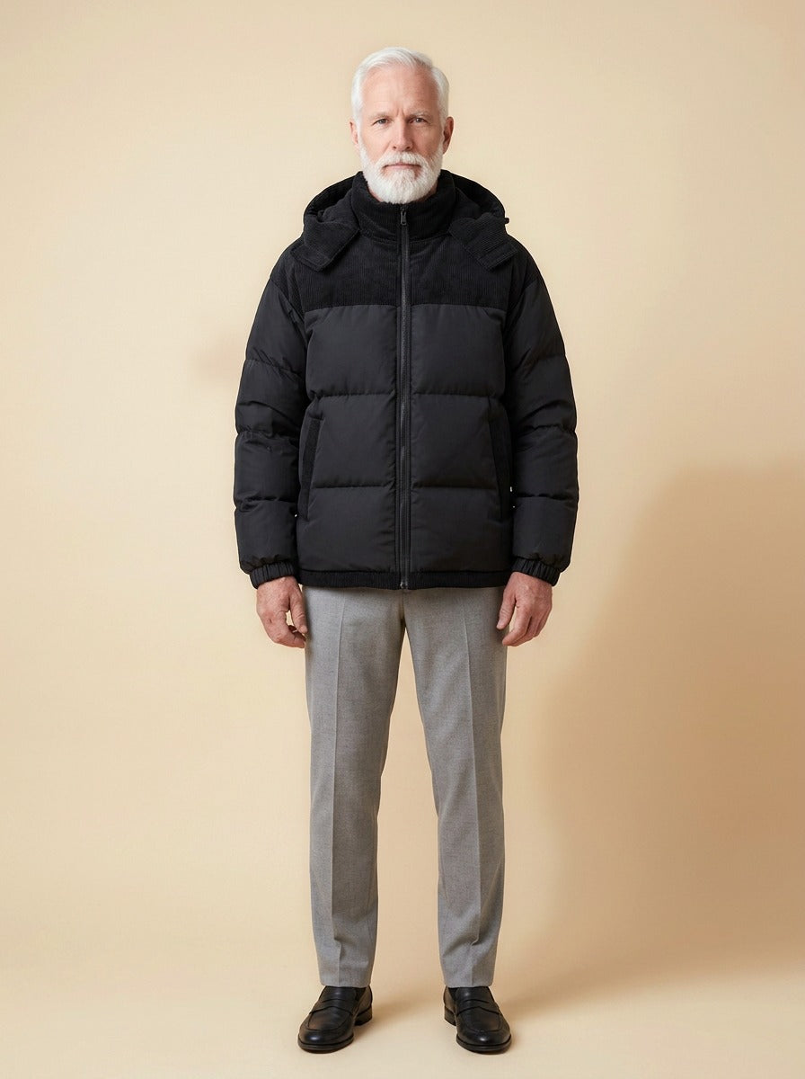 Abbott puffer jacket in Black, studio, Gentlemens Manor